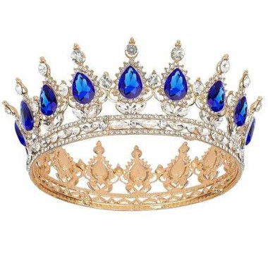 Crown for Women,Queen Crown Tiara for Princess Party,Gold Blue