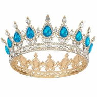Detailed information about the product Crown for Women,Queen Crown Tiara for Princess Party,Gold Light Blue