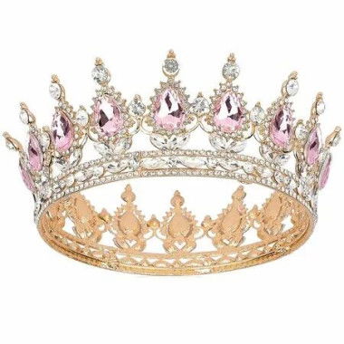 Crown for Women,Queen Crown Tiara for Princess Party,Gold Pink
