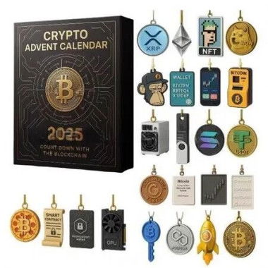 Crypto Blockchain Bitcoin Advent Calendar 24DAYS Christmas TREE Collectable Advent Calendar Blind Box 2D Flat Acrylic Ornament Countdown Christmas Gift