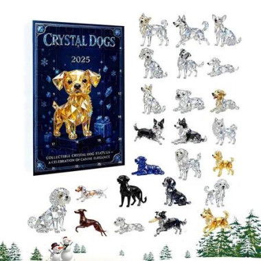 Crystal Dog Countdown Calendar, 2D Acrylic Decor Pendant 24 Days Dog Lover Ornament, Cute Festive Design Daily Countdown Holiday Decoration