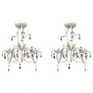 Detailed information about the product Crystal Pendant Ceiling Lamp Chandeliers 2 Pcs Elegant White
