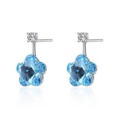 Crystal S925 Sterling Silver Lovely Flower Pop Earrings