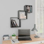 Detailed information about the product Cube Wall Shelves High Gloss Grey 84.5x15x27 Cm Chipboard