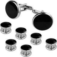 Detailed information about the product Cufflinks And Studs Set For Tuxedo ShirtsBlack SilverTux Buttons For Shirts Wedding Business Gift