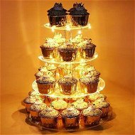 Detailed information about the product Cupcake Stand 4 Tier Round Acrylic Cake Display Stand With LED String Lights Dessert Pastry Tower For Wedding Birthday Party 4mm Thick