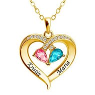 Detailed information about the product Custom Personalized Couple Name Birthstone Necklace Gift Valentine's Anniversary Jewelry Love