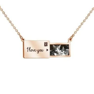 Custom Precious Memory Photo Stamp Necklace Personalized Jewelry Holiday Gifts Mothers Fathers Day Wedding Anniversary Presents