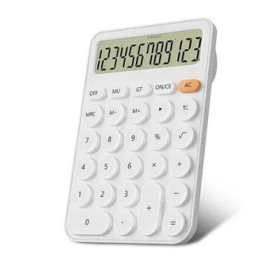Cute Calculators Desktop Size 16 x 11cm, Battery 12 Digit Desk Calculator Extra Large LCD Display, White