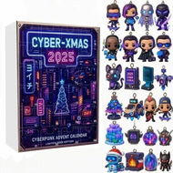 Detailed information about the product Cyber-Xmas Advent Calendar 2025, 2D Flat Acrylic Ornament Set Pendant for Holiday Home Decoration