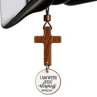 Detailed information about the product Daily Bible Verse Rearview Mirror Cross Ornament, Daily Scripture Car Charm Hanging Cross for Car with â€œI Am with You Alwaysâ€ Medallion, White