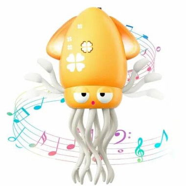 Dancing Octopus Baby Toy,Electric Crawling Octopus Tummy Time Toy,Rechargeable Magic Dancing Music Squid for Age3+,Birthday Gifts,Funny Squid (Yellow)