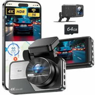 Detailed information about the product Dash Cam Front and Rear 4K+2K Dual Dash Camera,Built-in 5G WiFi with 64GB Card,UHD Night Vision,App Control,HDR,24H Parking Monitor