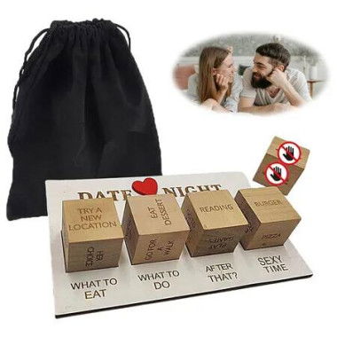 Date Night Dice, Wooden Couples Decision Dice for Him and Her, Date Night Ideas for Girlfriend or Boyfriend