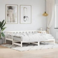 Detailed information about the product Day Bed with Trundle White 92x187 cm Single Size Solid Wood Pine