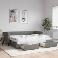 Detailed information about the product Daybed with Trundle and Drawers Dark Grey 90x190 cm Fabric