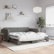 Detailed information about the product Daybed with Trundle Dark Grey 92x187 cm Single Size Fabric