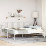 Detailed information about the product Daybed with Trundle without Mattress White 92x187 cm Single Metal