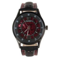 Detailed information about the product Daybird 3814 Fashionable Cow Split Leather Band Men's Automatic Mechanical Wrist Watch - Red + Black