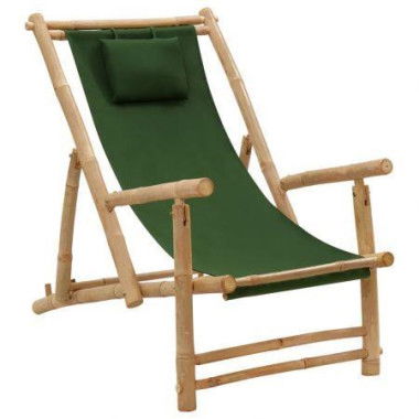 Deck Chair Bamboo And Canvas Green