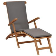 Detailed information about the product Deck Chair With Cushion Dark Grey Solid Teak Wood