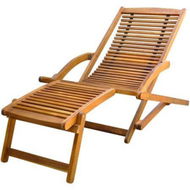 Detailed information about the product Deck Chair With Footrest Solid Acacia Wood