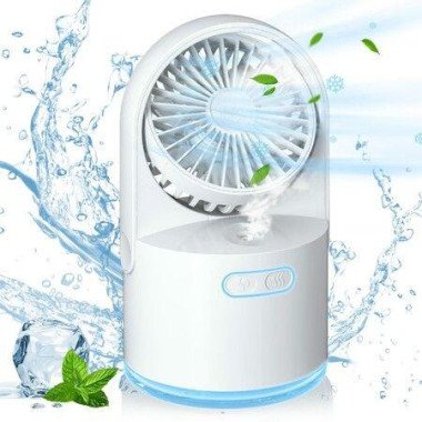 Desk Misting Fan Portable Table Fan With Water3 Speed Strong Wind USB Rechargeable Cooling Mister Fan For Home Outdoor-White