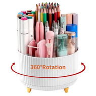 Detailed information about the product Desk Pencil Pen Holder - 5 Slots 360-Degree Rotating Pencil Pen Organizers For Desk - Desktop Storage Stationery Supplies Organizer - Cute Pencil Cup Pot For Office School Home Art Supply (White)