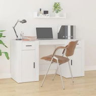 Detailed information about the product Desk with Cabinet White Engineered Wood