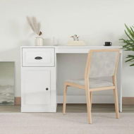 Detailed information about the product Desk With Drawer High Gloss White 115x50x75 Cm Engineered Wood