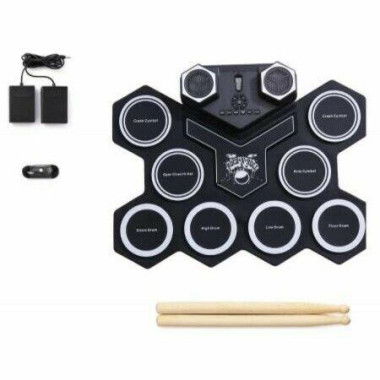 Desktop Roll Up Digital Portable Electronic 9 Drum Pads With Sticks And Pedals