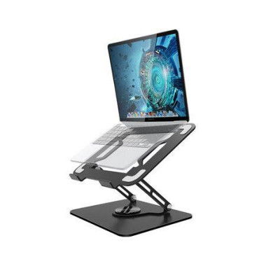 Desktop Stand: Adjustable Stand With 360° Rotating Base For All 10-16 Inch Laptops (Black).