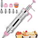 Dessert Decorating Syringe Set, Frosting Piping Kit Stainless Steels Cake Decorating with 6 Piping Tips,9 Silicone Cupcakes,Pink. Available at Crazy Sales for $24.99