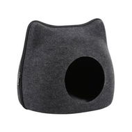 Detailed information about the product Detachable Natural Felt Cat Cave Bed: Breathable Pet Bed with Cushion in Dark Gray