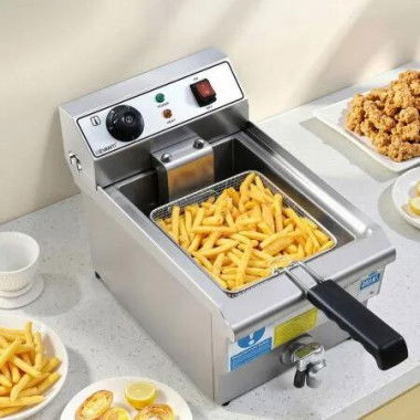 Devanti 3000W Electric Deep Fryer 10L Stainless Steel Fryer w/ Basket & Lid