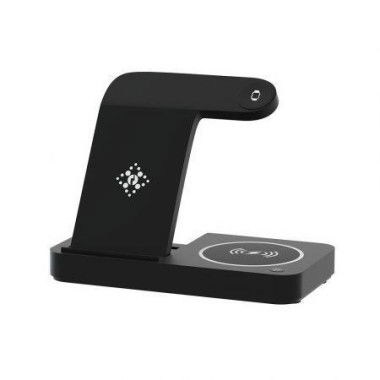 Devanti 4-in-1 Wireless Charger Station Fast Charging For Phone Black