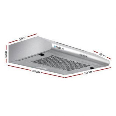 Devanti 600mm Range Hood 60cm Rangehood Stainless Steel