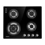 Detailed information about the product Devanti Gas Cooktop 60cm 4 Burner Ceramic Glass Cook Top Stove Hob Cooker LPG NG Black