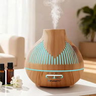 Detailed information about the product Devanti Ultrasonic Aroma Diffuser Aromatherapy 400ml LED Lights Iron Humidifier Forest Light wood grain