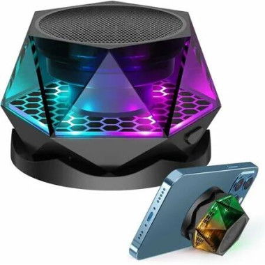 Diamond Speaker, Small Speaker with Multi RGB Color Light Show, Portable Phone Stand for iPhone, Android, TWS Pairing