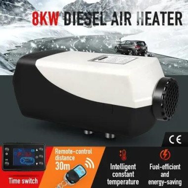 Diesel Air Heater 8kW 12V RV Kit Portable Vehicle Heater with LCD Remote Control Black and Grey