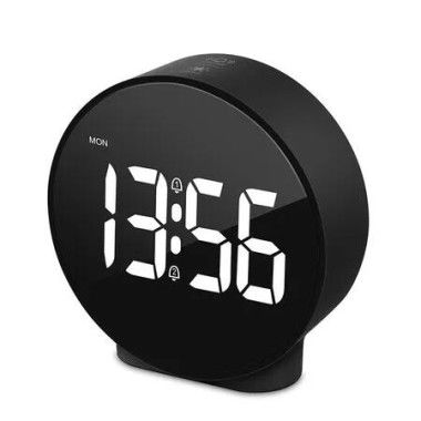 Digital Alarm Clock, Alarm Clocks Bedside with Large LED Display, Battery USB Powered LED Clock with Snooze 4 Level Brightness, Black