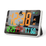 Detailed information about the product Digital Alarm Clocks for Bedrooms,Dual Alarms,Temperature,Humidity,Date,Snooze,Accurate time,Easy to Read For Kid Elder(Orange light mirror)