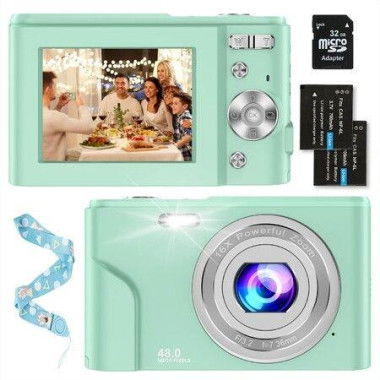 Digital Baby Camera,1080P 48MP Kids Camera with 32GB SD Card,2.4 Inch Kids Digital Camera with 16X Digital Zoom,Compact Mini Camera Kid Camera (Green)