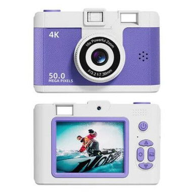 Digital Camera, 50MP 1080P Compact Camera, 16X Digital Zoom Anti Shake Portable Video Camera with 32GB SD Card, for Photography Video Vlogging (Purple)