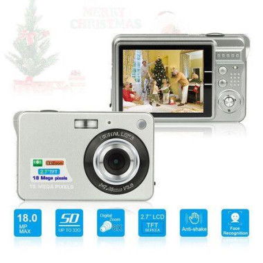 Digital Camera Compact Camera 2.7 Inch 8X Digital Zoom Camera 18MP Teen Camera Digital Portable Mini Cameras Pocket Selfie HD Student Digital Camera Color Silver.