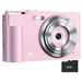 Digital Camera, FHD 4K Digital Point and Shoot Camera with 16X Zoom Anti Shake, 48MP Compact Small Camera with 64GB Card for Boys Girls Kids, Pink. Available at Crazy Sales for $44.95