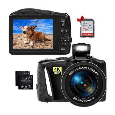 Digital Camera Full HD 4K Digital Camera 48M Camera With 16x Digital Zoom Compact Camera (Black)