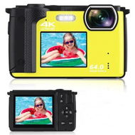 Detailed information about the product Digital Camera with WiFi 4K 64MP Compact Dual Screen Camera 2.8 inch Ultra HD Screen YouTube Video Recording Camera 16x Digital Zoom (Yellow)