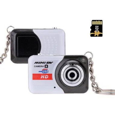 Digital Camera X6 Portable Camera Keychain, Ultra Mini High Denifition Kids Camera Mini DV with 32 GB Memory Card, Grey